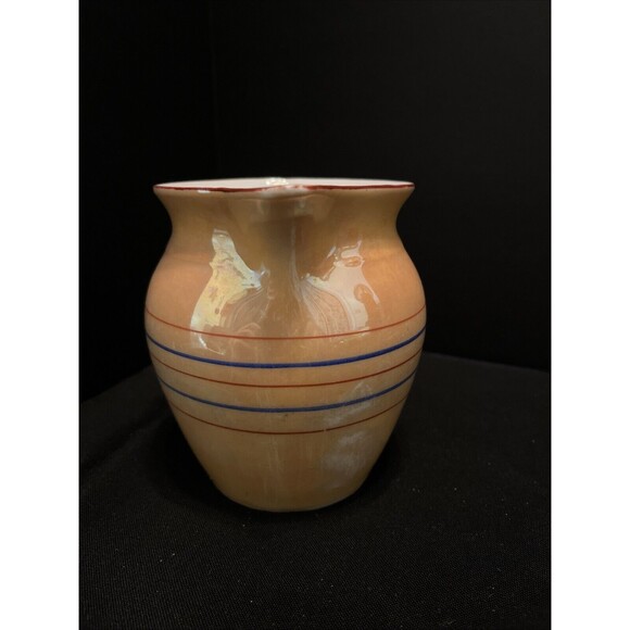 Vintage 1930s Union K Czech Lusterware Striped Art Deco Pitcher 1/2 Liter - Picture 6 of 13